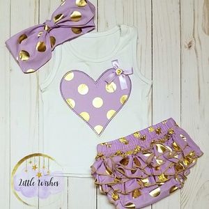 Baby girl fashion set/Gold Polka Dots